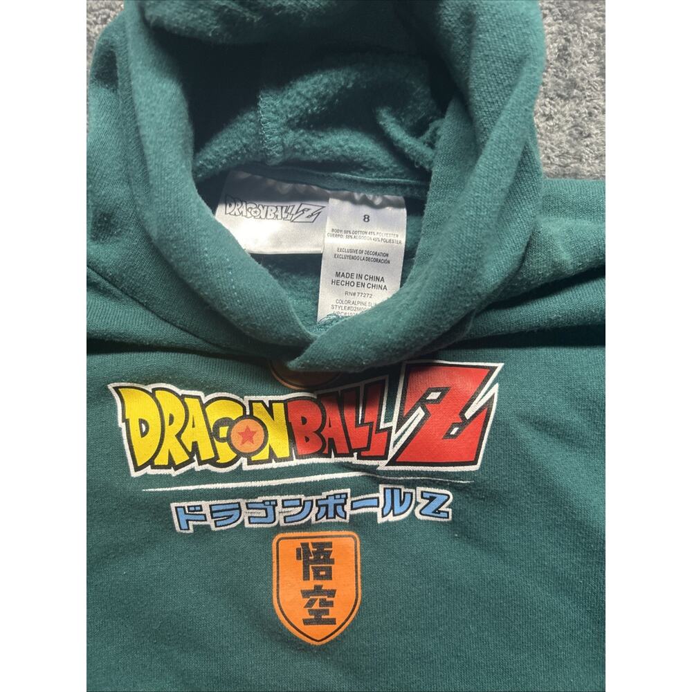 Dragon Ball Z Hoodie Boys 8 Green Goku Graphic Pullover Anime Sweatshirt - Picture 2 of 7